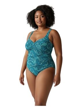 Lands' End Slender Suit Carmela One Piece Swimsuit Plus Size 20W Beach Pool NWOT